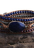 Boho Bracelet, RH 5 Layers Leather Wrap Bracelet, Crystal and Natural Stones
